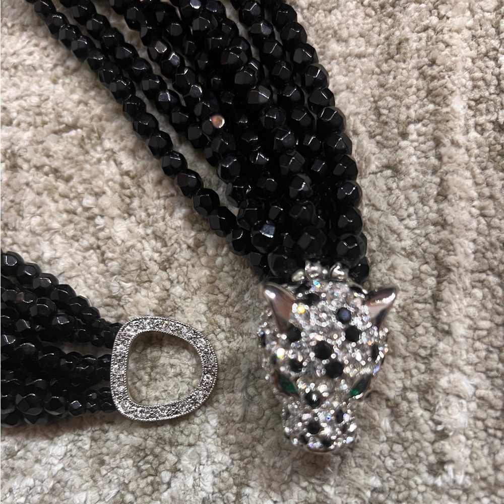 KENNETH JAY LANE for AVON BLACK TORSADE
NECKLACE, CRYSTAL LEOPARD - Picture 3 of 8